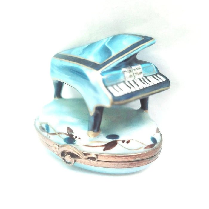 Blue grand piano, a hand-painted Limoges porcelain box
